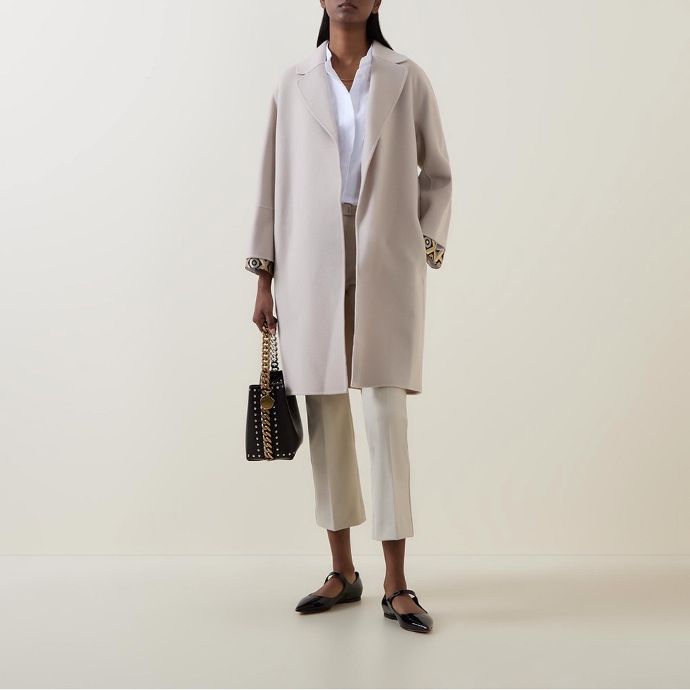 ❤️ Sophisticated & Effortless ! Max Mara Arona Wool Wrap Coat color Ecru